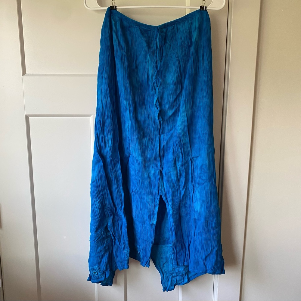 Blue Boho Midi Skirt with Mirror Detail